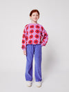 Lila Kinder-Sweatshirt von Bobo Choses mit Kaleidoskop-Blumen-Allover-Muster. Aus Bio-Baumwolle, locker geschnitten, weich & bequem. 