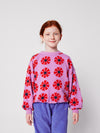 Lila Kinder-Sweatshirt von Bobo Choses mit Kaleidoskop-Blumen-Allover-Muster. Aus Bio-Baumwolle, locker geschnitten, weich & bequem. 