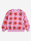 Lila Kinder-Sweatshirt von Bobo Choses mit Kaleidoskop-Blumen-Allover-Muster. Aus Bio-Baumwolle, locker geschnitten, weich & bequem. 