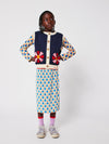 Kurze Socken „Tic Tac Toe“ von Bobo Choses in Lila mit roten & grünen Kontrasten.
