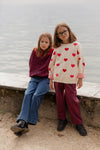 Organic Animal Print Fleece Sweatshirt "Genoa Red Velvet"