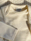 Merino Langarm Body "Erba Beige Melange"