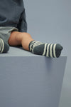 Organic Ripp Socken "Blue Grey - Cream", 2er Pack