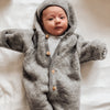 Baby Wollfleece Overall mit Kapuze "hellgrau melange"