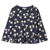 Organic Langarmshirt "Margit Cherry Blossom / Classic Navy"