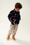 Sherpa Jacke "Nolan Pile Jacket Graphic Swirls / Classic Navy"