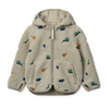 Hooded Pile Jacket "Mara Dinosaurs / Mist Embroidery" with Ears