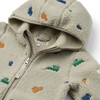 Hooded Pile Jacket "Mara Dinosaur / Mist Embroidery"