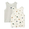 Organic Unterhemden "Faris Tank Top Mini Dinosaurs Creme / Stripe Mix", 2er Pack
