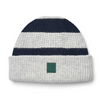 Wool Organic Cotton Beanie Hat "Emilio Y/D: Stripe: Classic Navy / Light Grey Melange"