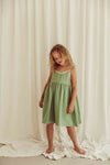 Organic Muslin Dress "Louisa Dried Green"