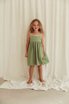 Organic Musselin Kleid "Louisa Dress Dried Green", 3-4J