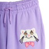 Organic Sweatpants "Cat with Bowtie Emb" GOTS - purple