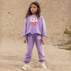 Organic Sweatpants "Cat with Bowtie Emb" GOTS - purple