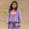 Organic Sweatpants "Cat with Bowtie Emb" GOTS - purple