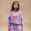 Organic Sweatpants "Cat with Bowtie Emb" GOTS - purple
