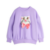 Organic Sweatshirt "Cat with Bowtie Chenille" GOTS, purple