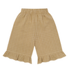 Organic Muslin Pants "Grid Check Frill Culottes Wheat"