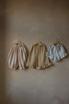 Organic Muslin Pants "Grid Check Frill Culottes Wheat"