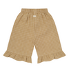 Organic Muslin Pants "Grid Check Frill Culottes Wheat"