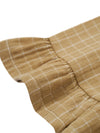 Organic Muslin Pants "Grid Check Frill Culottes Wheat"