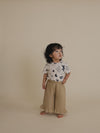 Organic Muslin Pants "Grid Check Frill Culottes Wheat"