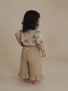 Organic Muslin Pants "Grid Check Frill Culottes Wheat"