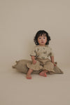 Organic Muslin Pants "Grid Check Frill Culottes Wheat"