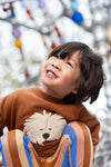 Organic Sweatshirt "Mustache Dog", mocca
