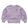 Organic Puff Sleeves Sweatshirt "Heart", lavender