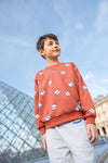Organic Rib Neck Sweatshirt "Saturn", macaron