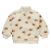 Organic Teddy Mock Zip Sweatshirt "Dog", ivory