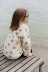 Organic Teddy Mock Zip Sweatshirt "Dog", ivory