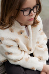 Organic Teddy Mock Zip Sweatshirt "Dog", ivory