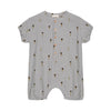 Organic Cotton Muslin Short Sleeve Onesie "Combinaison Bebecito Grey / Ice Cream"