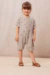 Organic Cotton Muslin Short Sleeve Onesie "Combinaison Bebecito Grey / Ice Cream"