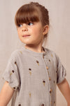 Organic Cotton Muslin Short Sleeve Onesie "Combinaison Bebecito Grey / Ice Cream"