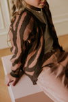 Organic Raglan Cardigan "Pink Zebra"