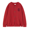 Organic Soft Brushed Fleece Cardigan "Berlin Red Velvet"