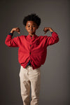 Organic Soft Brushed Fleece Cardigan "Berlin Red Velvet"