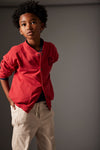 Organic Soft Brushed Fleece Cardigan "Berlin Red Velvet"