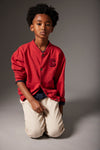 Organic Soft Brushed Fleece Cardigan "Berlin Red Velvet"