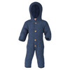 Baby Wollfleece Overall mit Kapuze "blau melange"