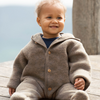 Baby Wool Fleece Overall with Hood "Walnut Melange"