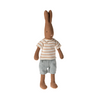 Cloth Doll “Rabbit Chocolate Brown - Striped Blouse and Shorts", size 1