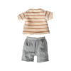 Stoffpuppe "Kaninchen Schokobraun - Gestreiftes Shirt & Shorts", Grösse 1