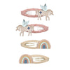Hair Clips "Winged Unicorn & Rainbow Clic Clacs" set of 4