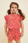 Organic Ruffle Jumpsuit "Daisies", rose petal