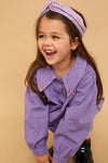 Turban Headband "Stripes Hearts", lavender